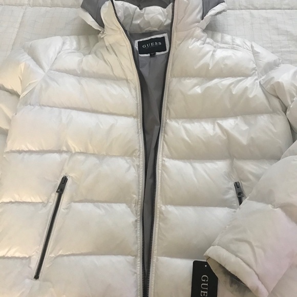 guess puffer jacket white
